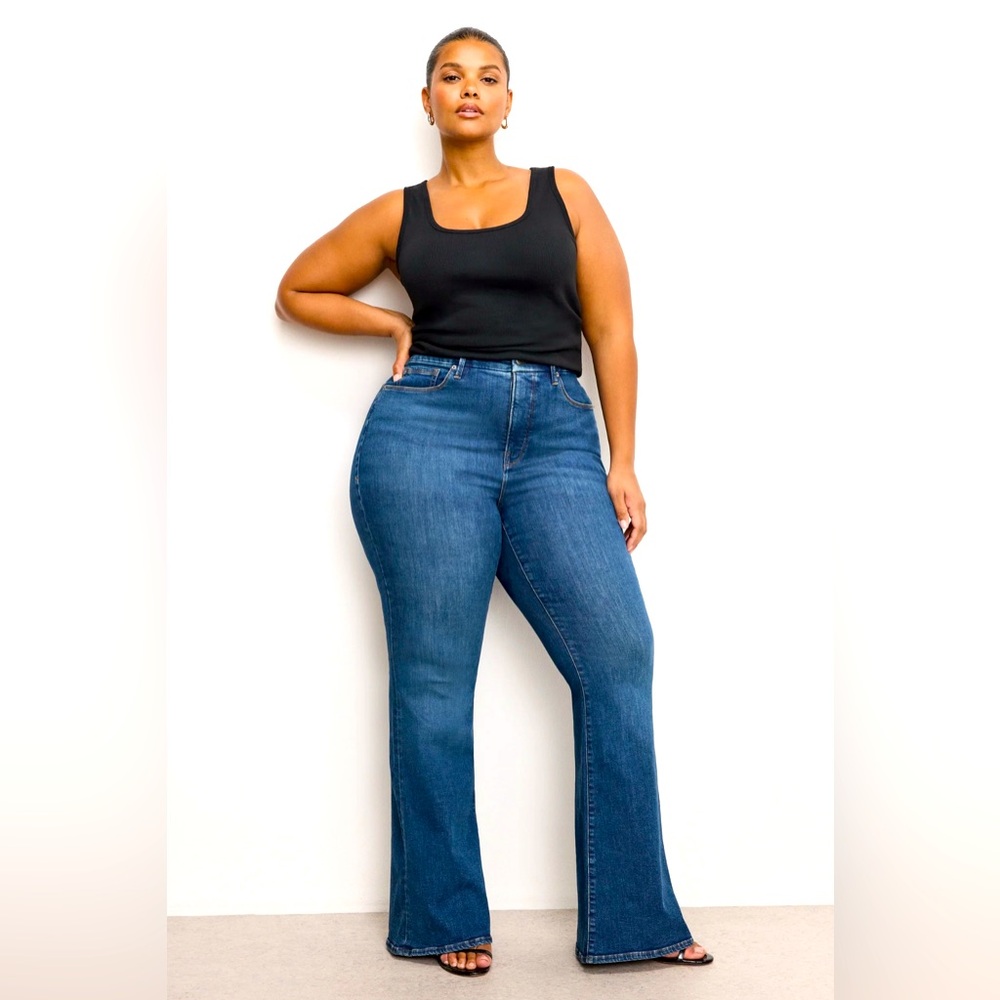 NWT Good American Good Legs Flare Jeans Size 18 Long Color Blue004 NEVER WORN!